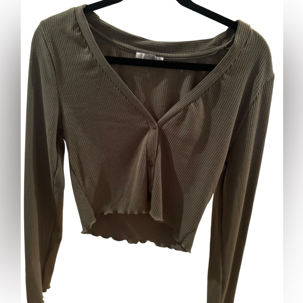 Sage green cropped cardigan